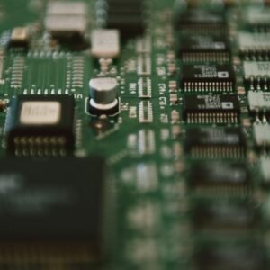A close up of a computer mother board